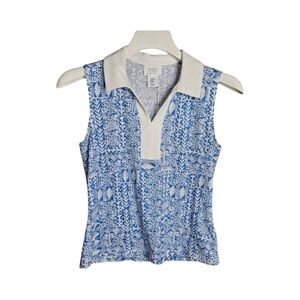 Sigrid Olsen Blue Golf & Tennis Sleeveless Polo Top NWT Size S